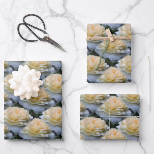 Weiche Gelbröse-Blume-Muster Geschenkpapier Set