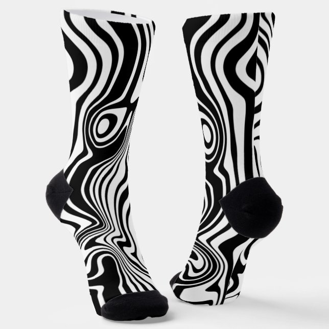 Weiche gestreifte schwarze und weiße Socken - benu (Gewinkelt)
