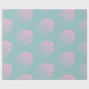 Weiche glänzende Monstera Tropical Leaf Muster Bla Geschenkpapier