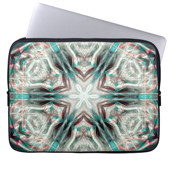 Weiche Glühen auf blauem Sand, Kaleidoskop-Stern Laptopschutzhülle (Vorderseite)
