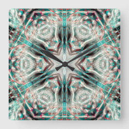 Weiche Glühen auf blauem Sand, Kaleidoskop-Stern Quadratische Wanduhr