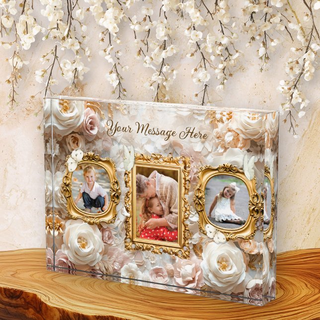 Weiche Gold Barock Blumen Bilderrahmen Collage Fotoblock (Von Creator hochgeladen)