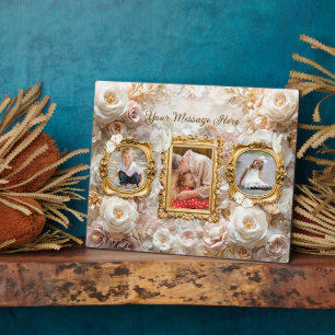 Weiche Gold Barock Blumen Bilderrahmen Collage Fotoplatte