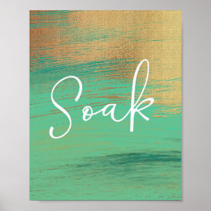 Weiche Green Gold Schrift Badwandposter Poster