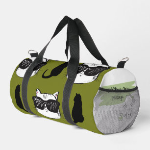 Weiche grüne Coole Katzen Meldung Druckausschnitt Duffle Bag
