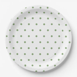 Weiche grüne Polka Dots Weiß Pappteller