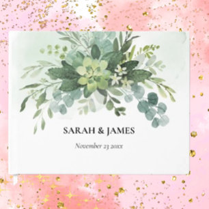 Weiche grüne Sukkulente Hochzeit florale botanisch Gästebuch