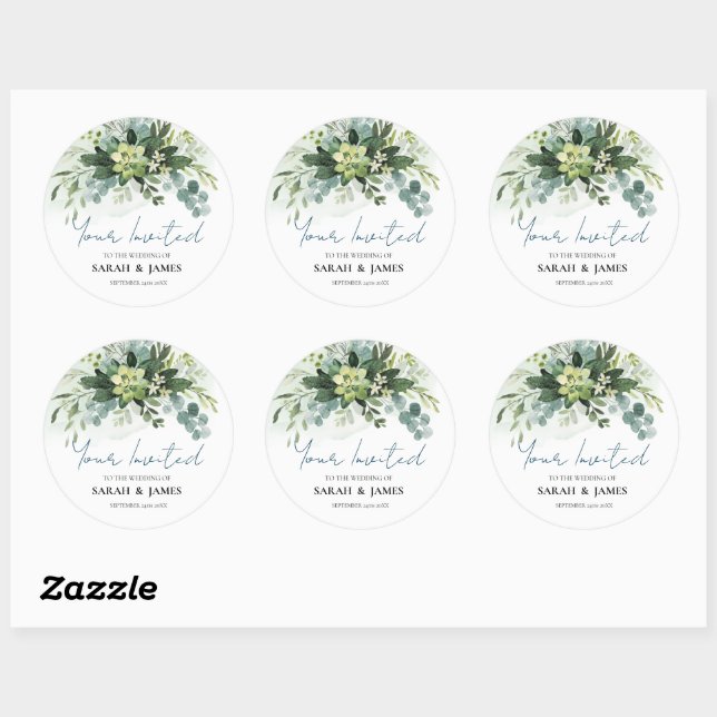 Weiche grüne Sukkulente Hochzeit florale botanisch Runder Aufkleber (Blatt)