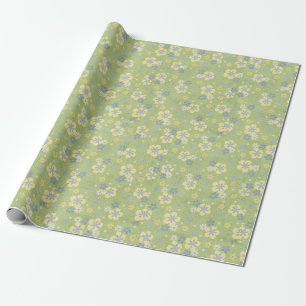 Weiche, grüne und blaue Blumenmuster Geschenkpapier