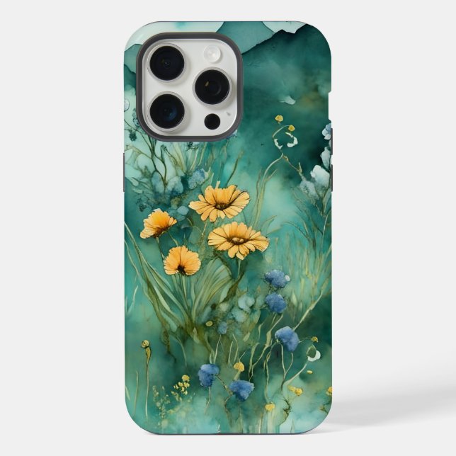 Weiche grüne Wildblumen iPhone 15 Pro Max Hülle (Rückseite)