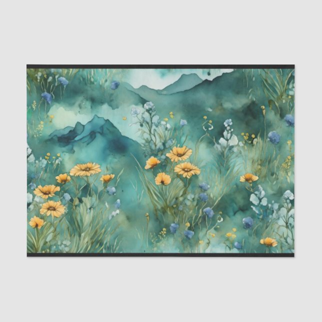 Weiche grüne Wildblumen Seidenpapier (Vorderseite)