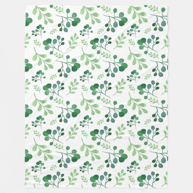 Weiche Grünflächen Wasserfarbmuster Fleecedecke (Vorderseite)