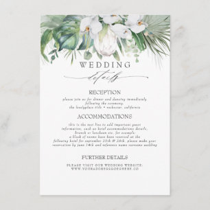 Weiche Grünpflanzen Tropische Blume Hochzeitsinfor Begleitkarte