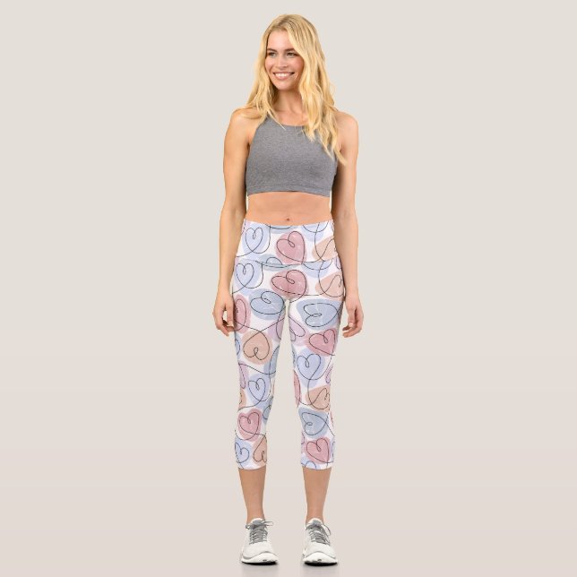 Weiche Herzen: Valentine's Continuous Line Capri Leggings (Vorderseite)