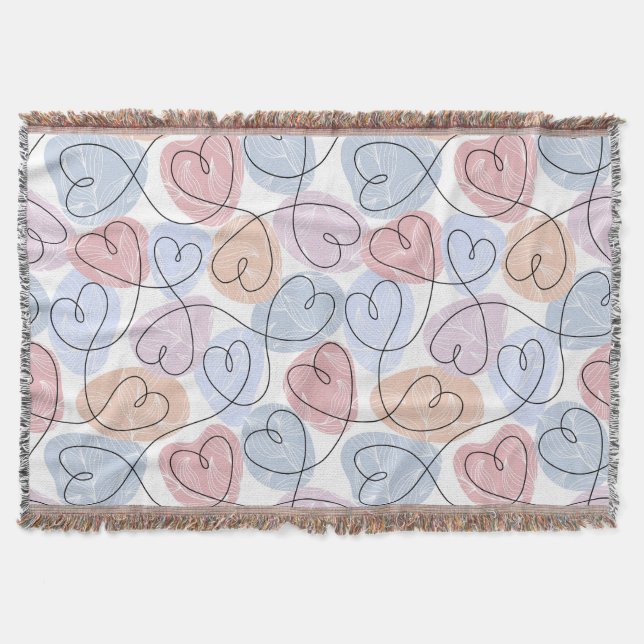 Weiche Herzen: Valentine's Continuous Line Decke (Vorderseite)
