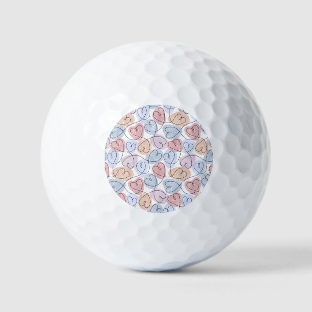 Weiche Herzen: Valentine's Continuous Line Golfball (Vorderseite)