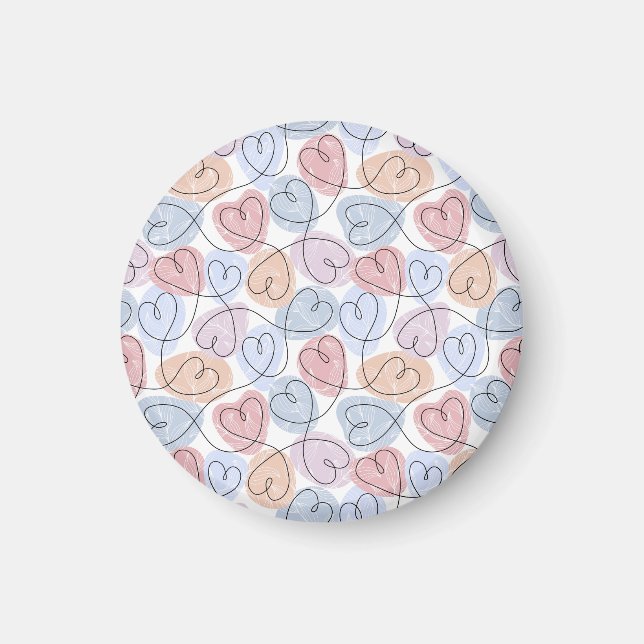 Weiche Herzen: Valentine's Continuous Line Magnet (Vorne)