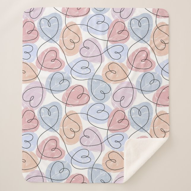 Weiche Herzen: Valentine's Continuous Line Sherpadecke (Vorderseite)