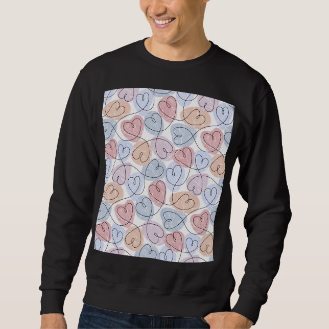 Weiche Herzen: Valentine's Continuous Line Sweatshirt (Vorderseite)