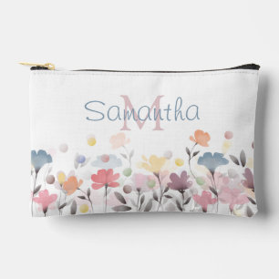Weiche Hübsche Aquarellfarben Blume Personalisiert Zubehörtasche