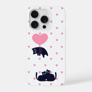 Weiche Katzen Polka-Herzen iPhone 15 Pro Hülle
