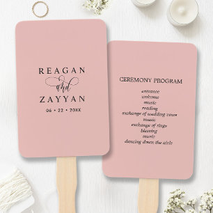 Weiche Korallenrosa Minimalistische Hochzeitsprogr Fächer
