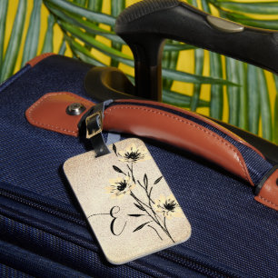 Weiche Kunstlederblume mit Monogramm Gepäckanhänger