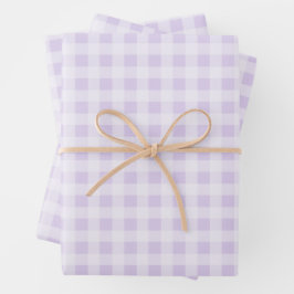Weiche Lavendel-Gingham-Geschenkpapierbögen Geschenkpapier Set