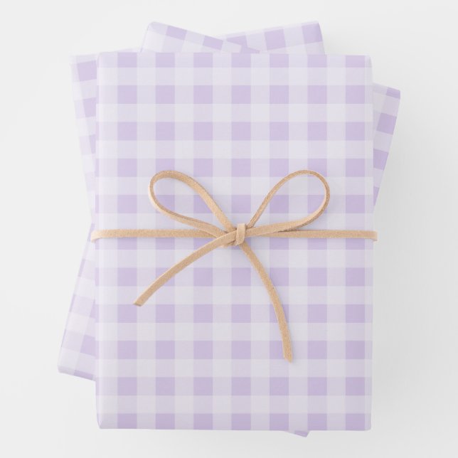 Weiche Lavendel-Gingham-Geschenkpapierbögen Geschenkpapier Set (Beispiel)