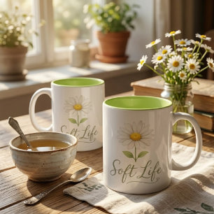 Weiche Lebensästhetik-Daisy-Aquarell-Blumenkaffee Tasse