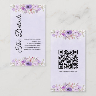 Weiche Lila Blumenkarten für Hochzeitskartons Begleitkarte