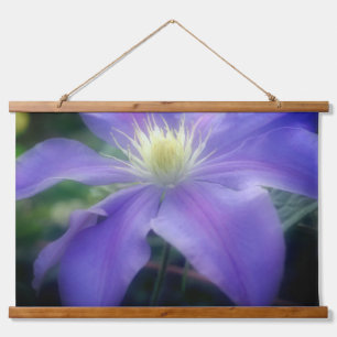 Weiche Lila Clematis Blume Petals Wandteppich Mit Holzrahmen