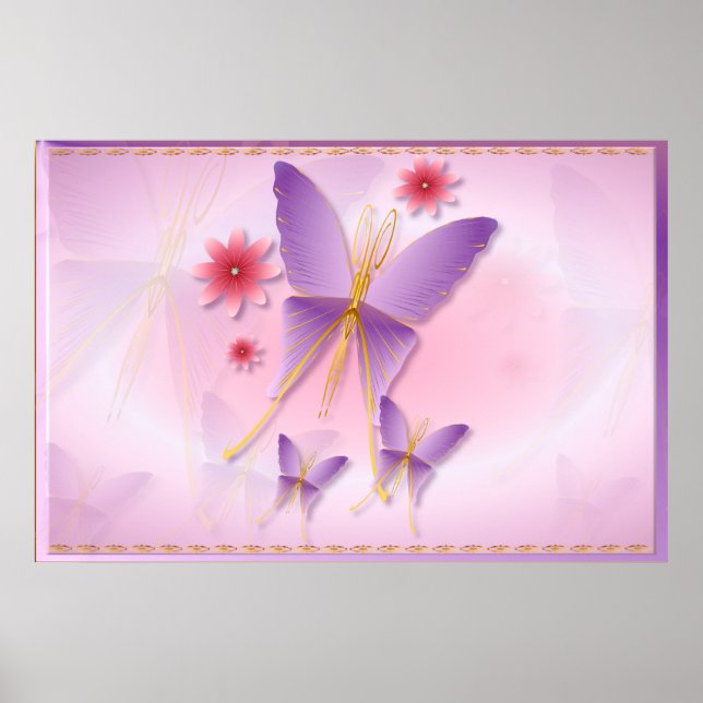 Weiche Lila Schmetterlingspostel Poster (Vorne)