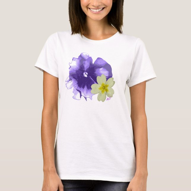 Weiche Lila und gelbe Blüten Bella Blüte T - Shirt (Vorderseite)