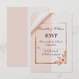 Weiche lila und graue Effekte mit Blume RSVP Karte