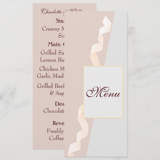 Weiche lila und graue Effekte mit Farbband Menükarte (Vorne/Hinten)