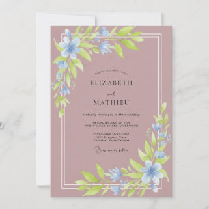 Weiche Malvenblaue Periwinkle-Blüten-Hochzeit Einladung