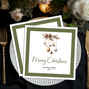 Weiche neutrale Weihnachtsbaumkugeln Familienname Serviette