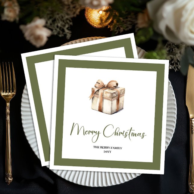 Weiche neutrale Weihnachtsgeschenke personalisiert Serviette (Soft Neutral Christmas Tree Personalized Napkins)