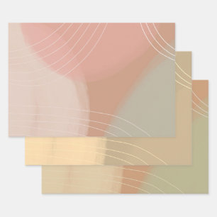 Weiche Neutronenlinien farbenfrohe Retro-Erdgesche Geschenkpapier Set