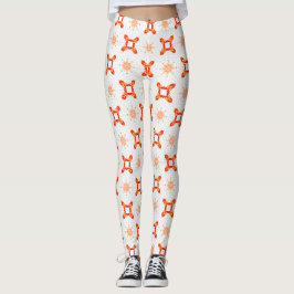 Weiche Orange-Rote Floral- und Rahmen-Muster-Leggi Leggings