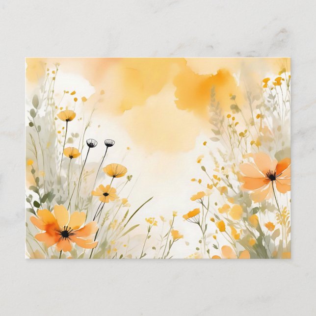 Weiche Orangefarbene Wildblumen Postkarte (Vorderseite)