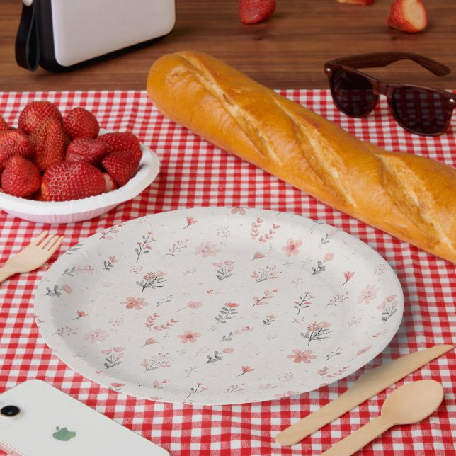 Weiche Papierplatten mit floralem Muster Pappteller (Picknick)