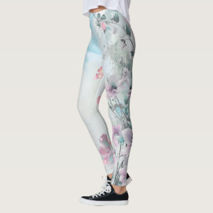 Weiche Pastel Blume floral Luxus Elegantes Muster Leggings