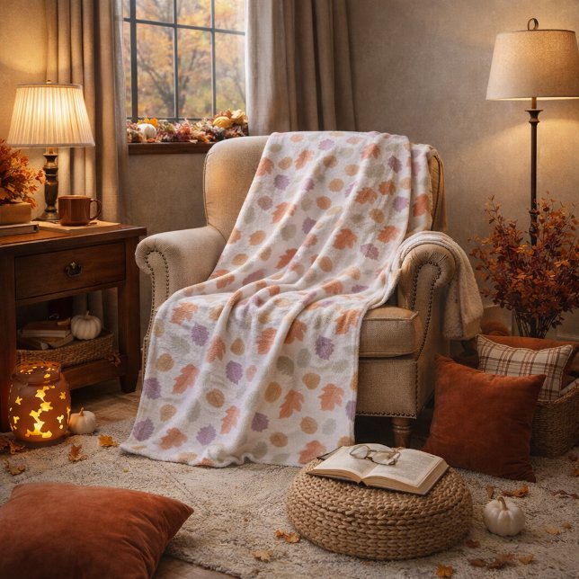 Weiche Pastel Fall Leaf Muster | Minimalistischer  Sherpadecke (Von Creator hochgeladen)