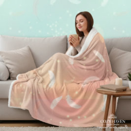 Weiche Pastel Feathers | Romantisches Rosa und Gol Sherpadecke