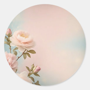 Weiche Pastel florales Motiv auf rosa Hintergrund Runder Aufkleber
