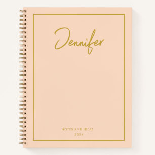 Weiche Pastel Pinky Golden Custom Handwriting Name Notizbuch