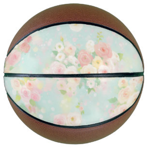 Weiche Pastel Rose Muster auf Aqua Hintergrund Basketball