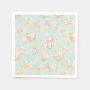 Weiche Pastel Rose Muster auf Aqua Hintergrund Serviette